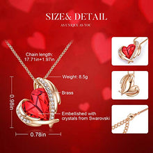 Carica l'immagine nel visualizzatore di Gallery, CDE Collana da Donna Cuore Cristalli con Scatolina per Gioielli Rosso-dorato - Ilgrandebazar