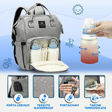 Carica l'immagine nel visualizzatore di Gallery, Zaino Mamma Multifunzione Vulcano Design Neonato Fasciatoio Grigio - Ilgrandebazar