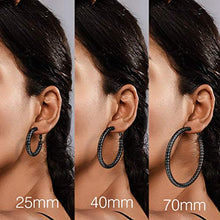 Carica l'immagine nel visualizzatore di Gallery, PROSTEEL Orecchini Cerchio Donna Ornati Delicati Eleganti, 01 Nero (25mm) - Ilgrandebazar