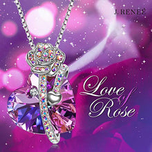 Carica l'immagine nel visualizzatore di Gallery, Regali Natale Amore Rosa Ciondolo cuore viola, con cristalli di Swarovski,...