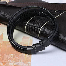 Carica l'immagine nel visualizzatore di Gallery, flintronic Bracciale Intrecciato in Pelle, Braccialetto #1 Nero(20.5cm-22cm) - Ilgrandebazar