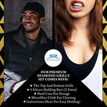 Carica l'immagine nel visualizzatore di Gallery, 24K Gold Plated Iced Out Grillz Con Diamanti Micropave CZ + 2 barre di... - Ilgrandebazar