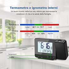Carica l'immagine nel visualizzatore di Gallery, Deofde Sveglia con proiezione, Digitale Ampio Display LCD,...