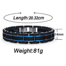 Carica l'immagine nel visualizzatore di Gallery, COOLMAN Gioielli Uomo Bracciali Acciaio Inossidabile Blu e Blu(m：19-20,5cm) - Ilgrandebazar