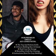 Carica l'immagine nel visualizzatore di Gallery, Grillz placcato in oro 24K per bocca set denti Hip Hop superiore inferiore +... - Ilgrandebazar