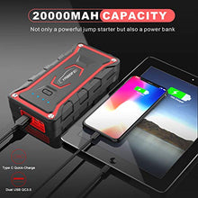 Carica l'immagine nel visualizzatore di Gallery, YABER Avviatore Batteria per Moto/Auto, 1600A 20000mAh Emergenza...