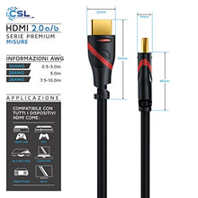 Carica l'immagine nel visualizzatore di Gallery, CSL - 10m Cavo HDMI 4k 60Hz HDR - 2.0 a b - 4K 3D UHD 1080p R Nero