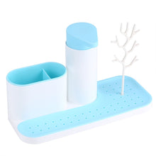 Carica l'immagine nel visualizzatore di Gallery, Fdit Lavandino di plastica Scaffale Organizzatore Sapone Spugna Scarico Blue - Ilgrandebazar