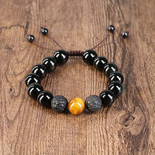Carica l'immagine nel visualizzatore di Gallery, COAI Bracciale Uomo in Ossidiana e Occhio di Tigre Di Marrone