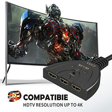 Carica l'immagine nel visualizzatore di Gallery, HDMI Switch 4K, GANA 3 In 1 Uscita Splitter Commutatore Supporta...