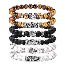 Carica l'immagine nel visualizzatore di Gallery, BESTEEL 6PCS 8MM Palline Bracciali per Uomo Vulcanica Giallo Tigre Occhio... - Ilgrandebazar