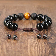 Carica l'immagine nel visualizzatore di Gallery, COAI Bracciale Uomo in Ossidiana e Occhio di Tigre Di Marrone