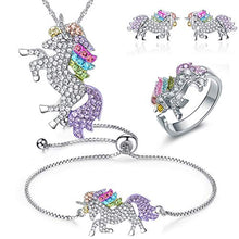 Carica l'immagine nel visualizzatore di Gallery, INTVN Collana con Ciondolo Braccialetti Unicorno Orecchini ad anello... - Ilgrandebazar