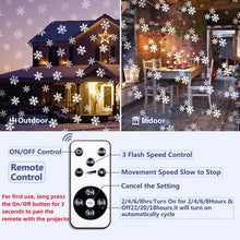 Carica l'immagine nel visualizzatore di Gallery, Proiettore Luci Natale con Fiocco di Neve, Proiettore Natale Esterno ed Interno IP65 con Telecomando,Decorazioni Natalizie per la Casa,Adatto per Natale,Compleanno, Capodanno