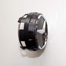 Carica l'immagine nel visualizzatore di Gallery, UG 4X Tappi Coprimozzo 75mm Logo Mercedes Nero Rialzato AMG Classe A B C - Ilgrandebazar