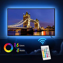 Carica l'immagine nel visualizzatore di Gallery, Retroilluminazione TV LED ad USB di Lunghezza 2.4M Adatto per HDTV da 40-65 Pollici, 24 Tasti Telecomando ad Infrarossi in Grado di telecomandare Striscia Luminosa a LED, RGB 5050 Luce con 16 Colori