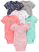 Carica l'immagine nel visualizzatore di Gallery, Simple Joys by Carter's - Body a maniche corte da bambina, confezione 6