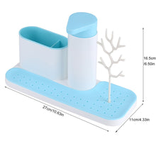 Carica l'immagine nel visualizzatore di Gallery, Fdit Lavandino di plastica Scaffale Organizzatore Sapone Spugna Scarico Blue - Ilgrandebazar