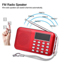Carica l'immagine nel visualizzatore di Gallery, docooler Mini FM Portatile Radio Altoparlanti con Display LCD Supporto Rosso
