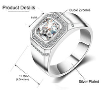 Carica l'immagine nel visualizzatore di Gallery, ENYU Uomo Argento Anelli Princess Cubica Zircone Tono -Anniversario di 22 - Ilgrandebazar
