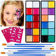 Carica l'immagine nel visualizzatore di Gallery, Lictin Truccabimbi Kit,Face Paint,Kit per La Pittura del Viso per Bambini,24 Colori,50 Stencil,6 Pennelli Professionali