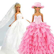Carica l'immagine nel visualizzatore di Gallery, Miunana 2 Vestiti per 30 CM / 11.5 Pollici Principessa Bambola Rosa + Bianco - Ilgrandebazar