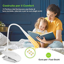 Carica l'immagine nel visualizzatore di Gallery, Lampada Libro 15 LED con Clip, Luce 3 Tipi 1 PEZZO, Bianco