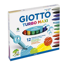 Carica l'immagine nel visualizzatore di Gallery, Giotto Turbo Maxi Astuccio Da 12 Pennarelli A Punta Larga, 5 Mm, Super Lavabili, Multicolore, ‎12 Unità (Confezione da 1)