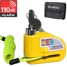 Carica l'immagine nel visualizzatore di Gallery, FD-MOTO Allarme Blocco Disco Moto Bici Freno a Giallo - Ilgrandebazar