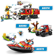 Carica l'immagine nel visualizzatore di Gallery, LEGO CITY 60373 La barca di salvataggio dei pompieri, giocattolo galleggiante, jetpack e minifigurine