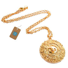 Carica l'immagine nel visualizzatore di Gallery, Ciondolo a forma di moneta / medaglione azteco con teschio, stile Pirati Gold - Ilgrandebazar