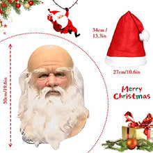 Carica l'immagine nel visualizzatore di Gallery, MUOIVG Maschera Babbo Natale, Natale Babbo Maschera Latex Santa Claus, Christmas barba Rosso Cappello for Xmas Costume, Masquerade, Cosplay, Babbo Natale Maschera Uomo per Adulti
