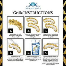 Carica l'immagine nel visualizzatore di Gallery, 24K Gold Plated Iced Out Grillz Con Diamanti Micropave CZ + 2 barre di... - Ilgrandebazar
