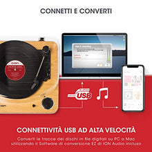Carica l'immagine nel visualizzatore di Gallery, ION Audio Max LP - Giradischi Vinili a tre velocità con Casse, Legno Chiaro
