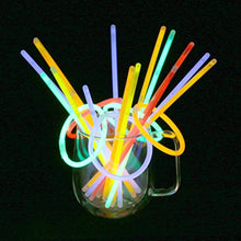 Carica l'immagine nel visualizzatore di Gallery, Vicloon 100 Pezzi Braccialetti Luminosi Fluorescenti Glow Stick,Colori Glow2
