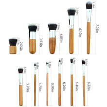 Carica l'immagine nel visualizzatore di Gallery, Start Makers Pennelli Make up in Bambù -12 Naturali per il Trucco -...