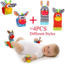 Carica l'immagine nel visualizzatore di Gallery, Baby Rattle Neonato Sonagli Calzini da Polso a Sonaglio per Bambini, Simpatici Animaletti Developmental Soft Toys Bambole per Neonati Neonato, 4 PACK