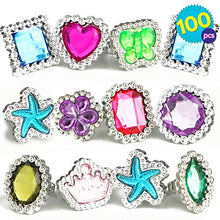 Carica l'immagine nel visualizzatore di Gallery, THE TWIDDLERS 100 Anelli Bambina Giocattolo Colorati con Gemme di Strass in... - Ilgrandebazar