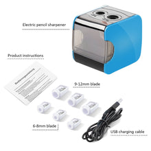 Carica l'immagine nel visualizzatore di Gallery, Temperamatite elettrico, temperamatite automatico Oladwolf con due fori, Blu - Ilgrandebazar