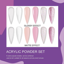 Carica l'immagine nel visualizzatore di Gallery, Vrenmol - Set di polvere acrilica in 6 colori acrilici, set professionale per unghie in polimero glitterato acrilico per l'estensione delle unghie e design 3D, senza bisogno di lampada per unghie