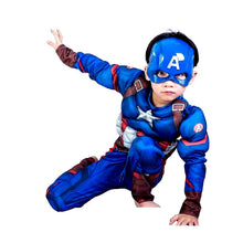 Carica l'immagine nel visualizzatore di Gallery, Costume da Capitan America - Busto Muscoloso - Taglia S - 3-5 anni, Blu - Ilgrandebazar
