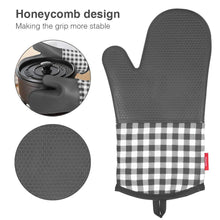 Carica l'immagine nel visualizzatore di Gallery, Esonmus Guanti per forno al silicone resistenti calore di Plaid Grigio - Ilgrandebazar