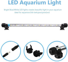 Carica l'immagine nel visualizzatore di Gallery, 92 cm luce LED per acquario, illuminazione subacquea, IP68, copertura impermeabile, lampada a LED spina UE per serbatoio con telecomando RGB cambia colore (1,8 x 92 cm, bianco e blu)