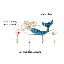 Carica l'immagine nel visualizzatore di Gallery, TOOARTS Appendiabiti da parete in ferro/Iron Mermaid Wall Hanger Blu E Oro - Ilgrandebazar