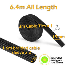 Carica l'immagine nel visualizzatore di Gallery, MOSOTECH Raccogli Cavi 3 Pezzi, 2 X 1,6M Guaina per 2x1,6m + 1x 3,1m, Nero3