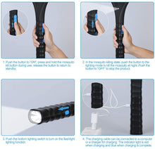 Carica l'immagine nel visualizzatore di Gallery, Racchetta Zanzare Elettrica Ricaricabile 2 in 1, Swatter Insetti Elettrico 3800V con 2 Luce LED, Racchetta Anti Insetti con Manico Staccabile, Torcia Rimovibile, Protezione Maglia a Doppio Strato