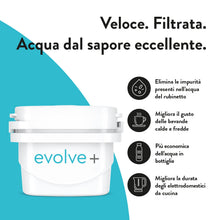 Carica l'immagine nel visualizzatore di Gallery, Cartuccia filtro acqua Aqua Optima - Confezione da 12 Evolve+ (fornitura per 12 mesi), sistema di filtraggio a 5 stadi che riduce il cloro, il calcare e altre impurità