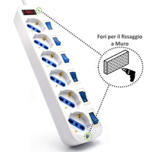 Carica l'immagine nel visualizzatore di Gallery, Ewent EW3930 Multipresa 6 prese bipasso ITA /Schuko con 6 int., Bianco - Ilgrandebazar