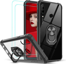 Carica l'immagine nel visualizzatore di Gallery, LeYi per Cover Huawei P30 Lite/ P30 Lite New Edition con Vetro Temperato [2 Pack],Trasparente Custodia Rigida Silicone con Anello Rinforzata Antiurto Bumper per Custodie Huawei P30 Lite Nero
