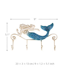 Carica l'immagine nel visualizzatore di Gallery, TOOARTS Appendiabiti da parete in ferro/Iron Mermaid Wall Hanger Blu E Oro - Ilgrandebazar